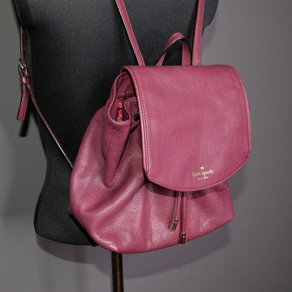 Kate Spade Maroon Flap Backpack - Picture 3 of 8